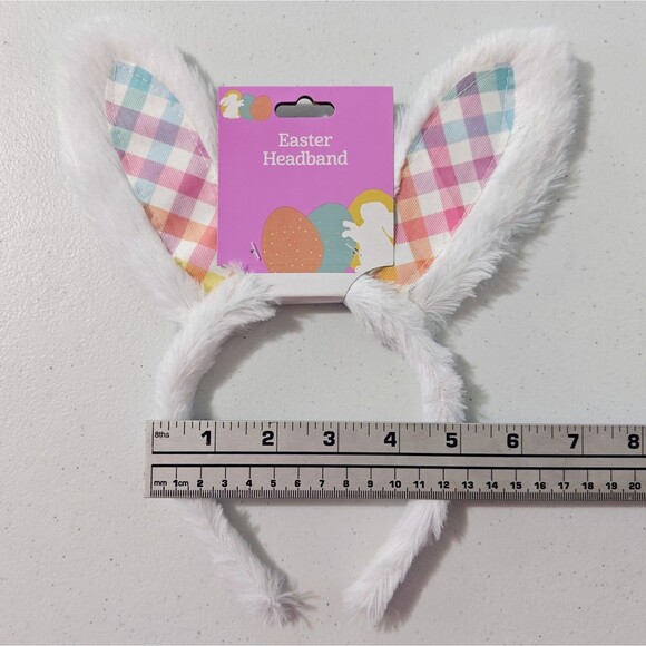 New DanDee Easter Bunny Ears Headband 8 Lot White Blue Plush Gingham Plaid NWT - Picture 4 of 14